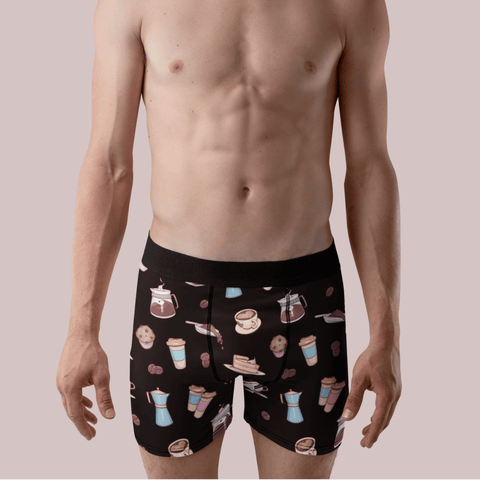 Coffee-Date-Mens-Boxer-Briefs-Black-Model-Front-View