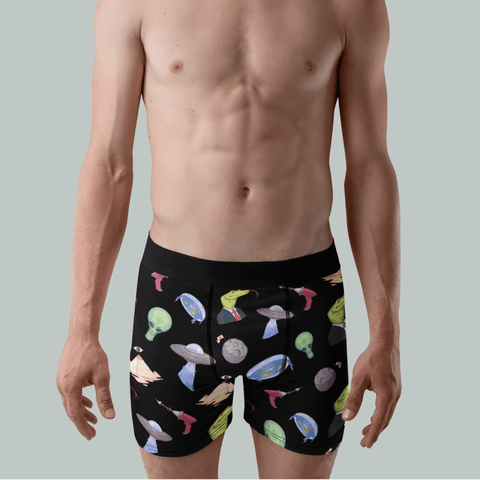 Conspiracy-Theory-Mens-Boxer-Briefs-Black-Model-Front-View