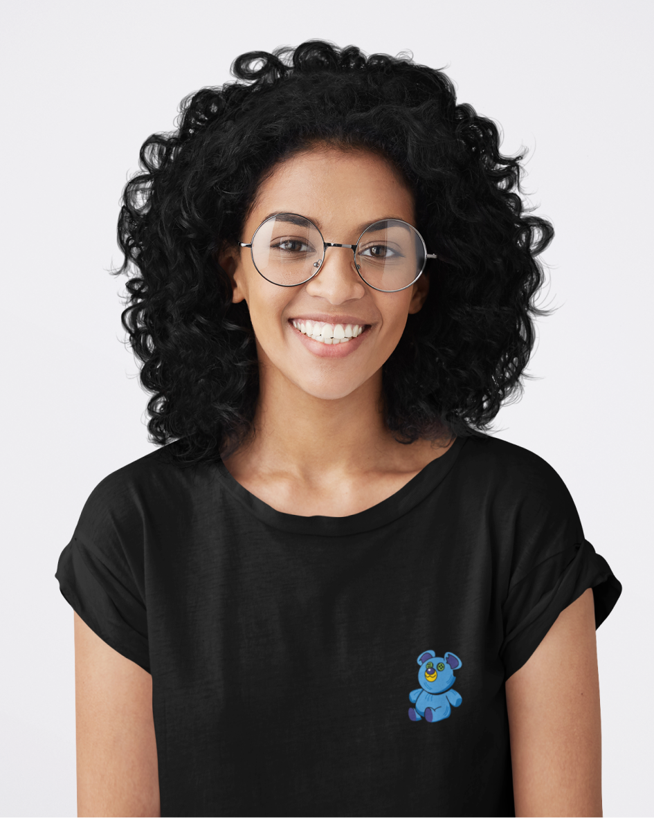 Embroidered Blue Bear Unisex Tee