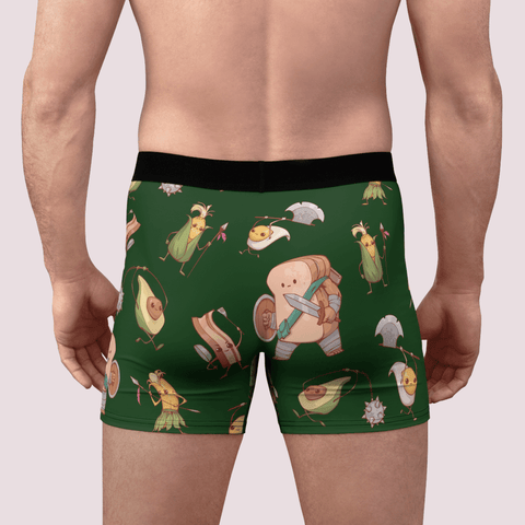 Food-Fight-Mens-Boxer-Briefs-Forest-Green-Model-Back-View