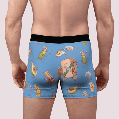 Food-Fight-Mens-Boxer-Briefs-Light-Blue-Model-Back-View