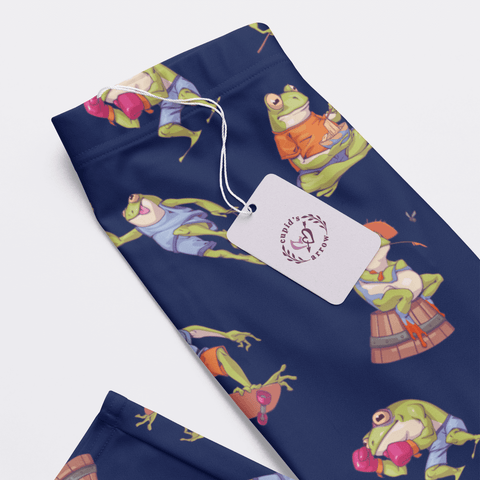 Frogs-in-Action-Mens-Pajama-Blue-Closeup-Product-View