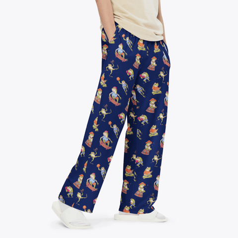 Frogs-in-Action-Mens-Pajama-Blue-Semi-Side-View