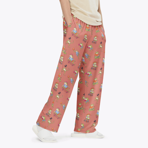 Frogs-in-Action-Mens-Pajama-Orange-Semi-Side-View