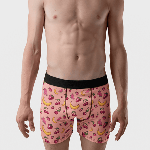 Fruit-Punch-Mens-Boxer-Briefs-Coral-Model-Frotal-View