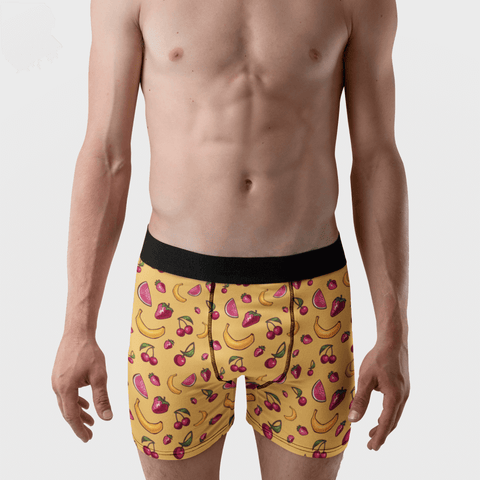 Fruit-Punch-Mens-Boxer-Briefs-Yellow-Model-Frontal-View
