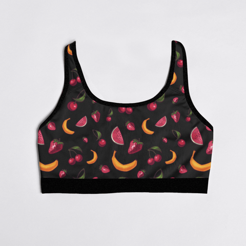 Fruit-Punch-Womens-Bralette-Black-Product-Front-View