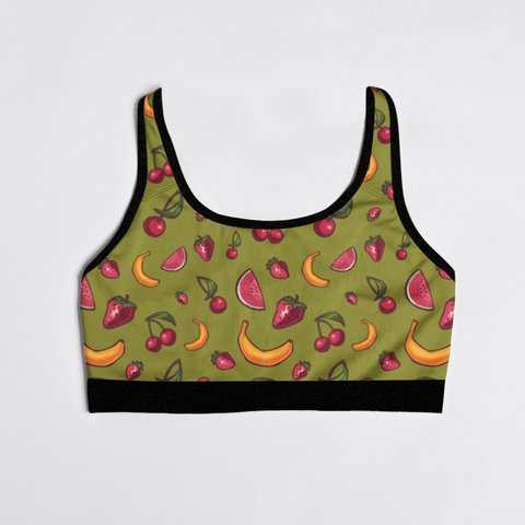 Fruit-Punch-Womens-Bralette-Olive-Green-Prodcut-Front-View