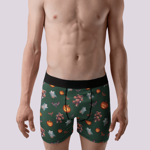 Halloween-Mens-Boxer-Briefs-Dark-Green-Model-Frontal-View