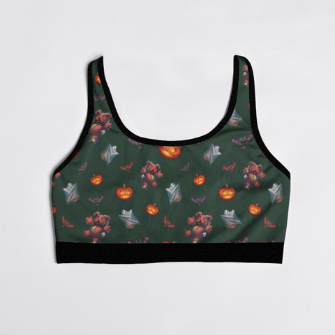 Halloween-Womens-Bralette-Dark-Green-Prodcut-Front-View