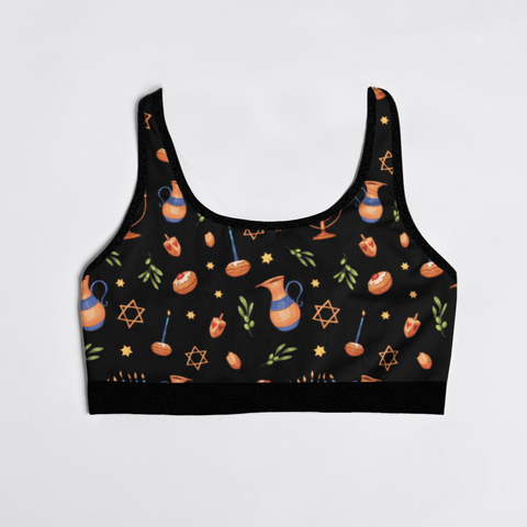 Hanukkah-Womens-Bralette-Black-Product-Front-View