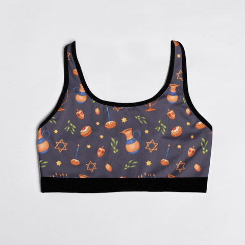 Hanukkah-Womens-Bralette-Charcoal-Prodcut-Front-View