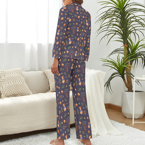 Hanukkah-Womens-Pajama-Charcoal-Back-View