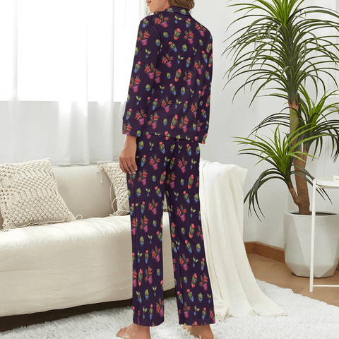 House-Plant-Womens-Pajama-Dark-Purple-Rear-View