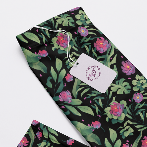 Jungle-Flower-Mens-Pajama-Black-Pink-Closeup-Product-View