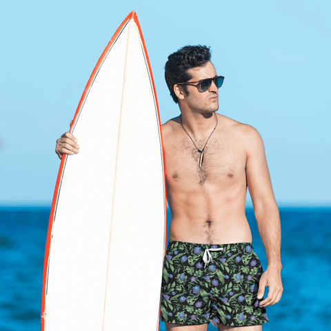 Jungle Flower Men's Swim Trunks