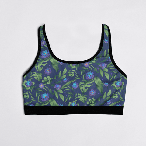 Jungle-Flower-Womens-Bralette-Blue-Purple-Prodcut-Front-View