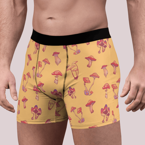 Mushroom-Mens-Boxer-Briefs-Yellow-Half-Side-View
