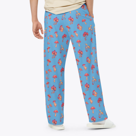 Mushroom-Mens-Pajama-Sky-Blue-Rear-View