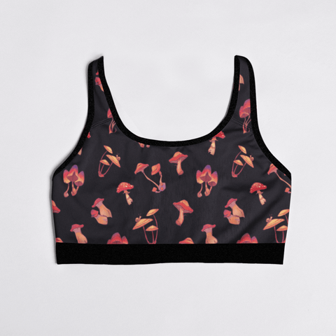 Mushroom-Womens-Bralette-Black-Prodcut-Front-View