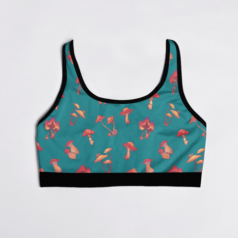 Mushroom-Womens-Bralette-Teal-Prodcut-Front-View