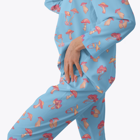 Mushroom-Womens-Pajama-Sky-Blue-Semi-Side-View