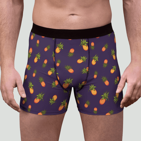 Pineapple-Mens-Boxer-Briefs-Eggplant-Frontal-View