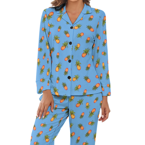Pineapple-Womens-Pajama-Sky-Blue-Front-View
