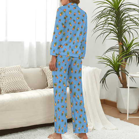 Pineapple-Womens-Pajama-Sky-Blue-Rear-View