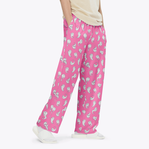 Retro-Ghost-Mens-Pajama-Magenta-Semi-Side-View