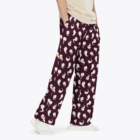 Retro-Ghost-Mens-Pajama-Dark-Purple-Semi-Side-View