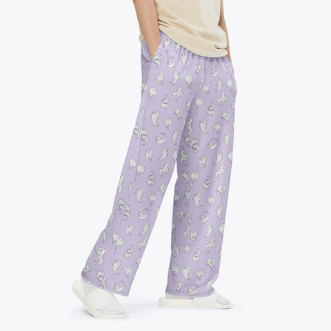 Retro-Ghost-Mens-Pajama-Lavender-Semi-Side-View