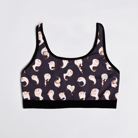 Retro-Ghost-Womens-Bralette-Dark-Purple-Product-Front-View