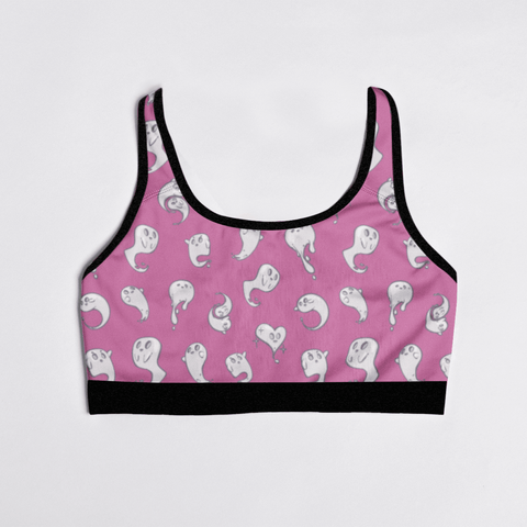 Retro-Ghost-Womens-Bralette-Magenta-Product-Front-View