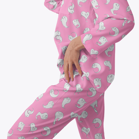 Retro-Ghost-Womens-Pajama-Pink-Semi-Side-View