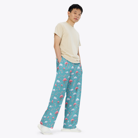 Sakura-Tree-Mens-Pajama-Turquoise-Semi-Side-View
