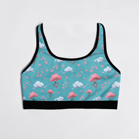 Sakura-Tree-Womens-Bralette-Turquoise-Product-Front-View