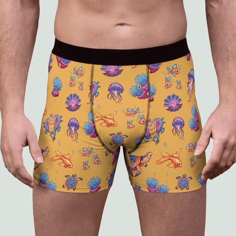 Sea-Life-Mens-Boxer-Briefs-Orange-Model-Frontal-View