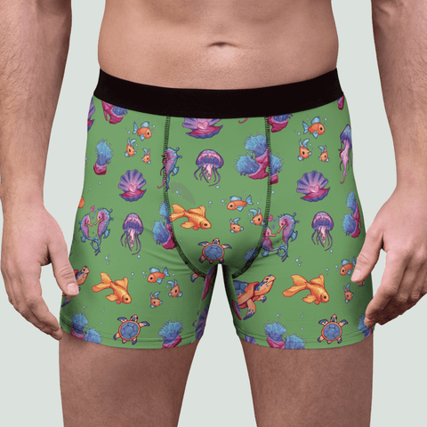 Sea-Life-Mens-Boxer-Briefs-Pistachio-Green-Model-Frontal-View