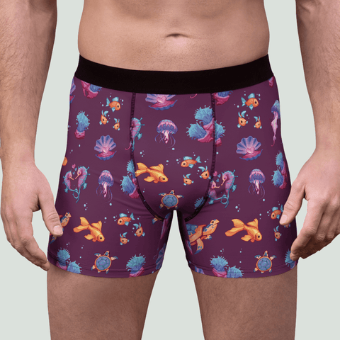 Sea-Life-Mens-Boxer-Briefs-Plum-Model-Frontal-View