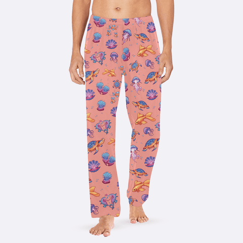 Sea-Life-Mens-Pajama-Coral-Model-Front-View