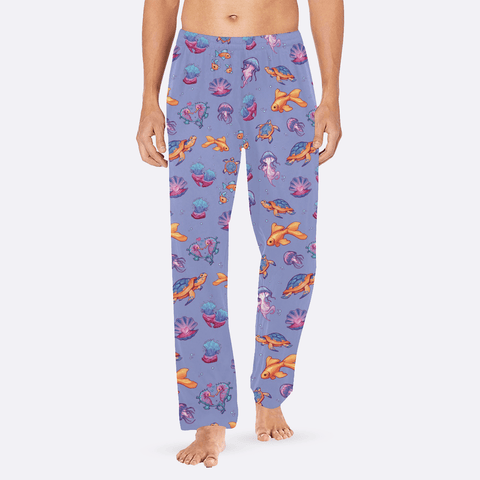 Sea-Life-Mens-Pajama-Lavender-Model-Front-View