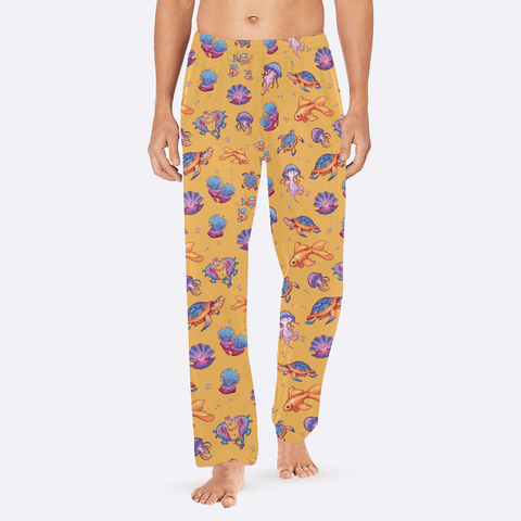 Sea-Life-Mens-Pajama-Orange-Model-Front-View