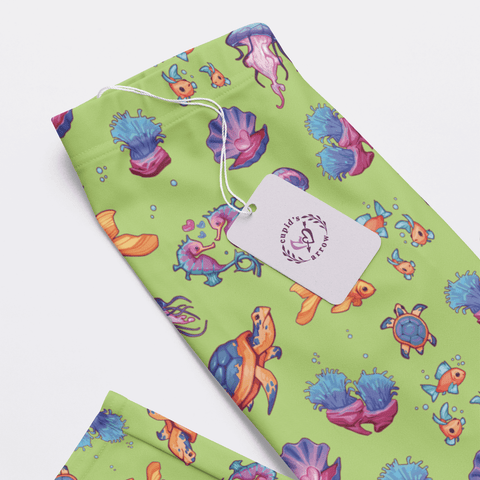 Sea-Life-Mens-Pajama-Lime-Green-Closeup-Product-View