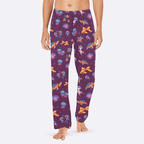 Sea-Life-Mens-Pajama-Plum-Model-Front-View