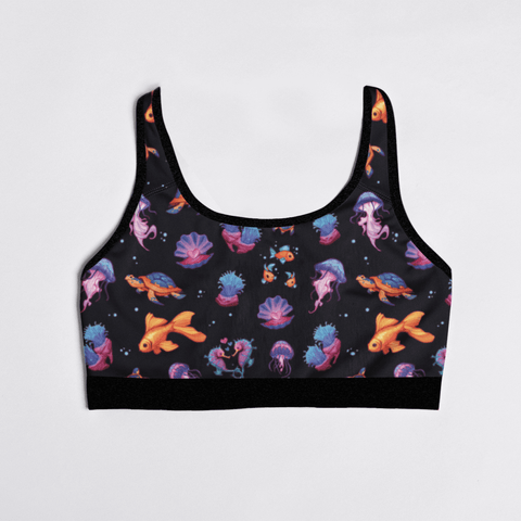 Sea-Life-Womens-Bralette-Black-Product-Front-View