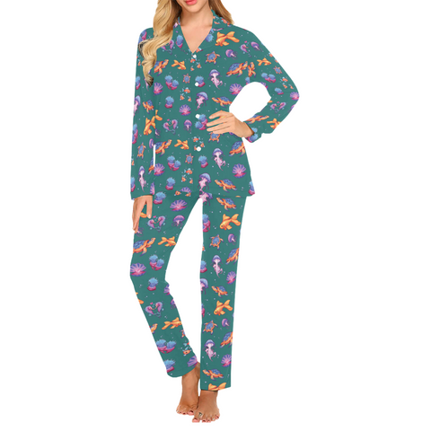 Sea-Life-Womens-Pajama-Sea-Moss-Green-Front-View