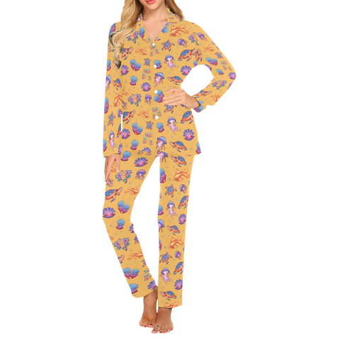 Sea-Life-Womens-Pajama-Gold-Front-View