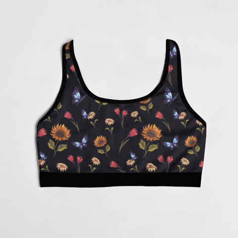 Summer-Garden-Womens-Bralette-Black-Product-Front-View