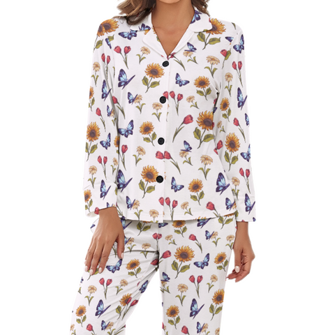 Summer-Garden-Womens-Pajama-White-Front-View